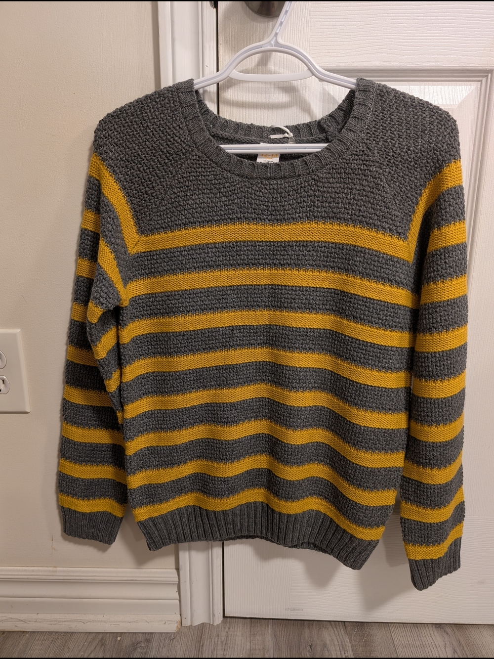 Kids Gray and Yellow Striped Knit Sweater